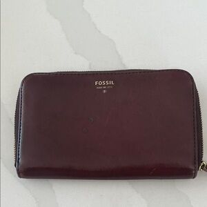 Fossil Dark Red Leather Wallet